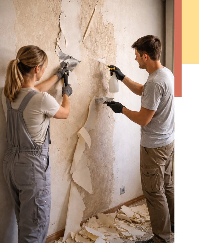 Снятие старых обоев в Череповце от 5366 руб. под ключ недорого | ОТДЕЛОЧНИК-Чрп