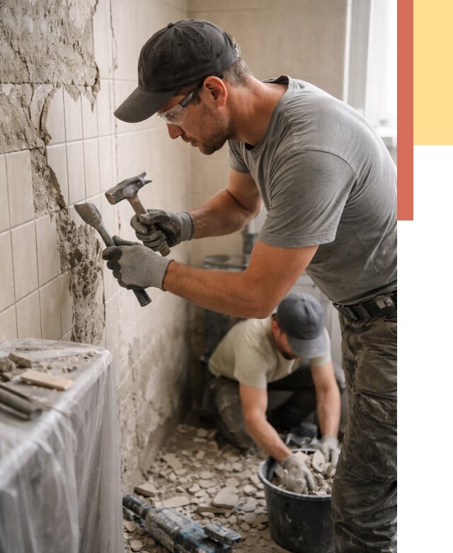 Демонтаж плитки со стен в Череповце от 869 руб. — быстро и недорого | ОТДЕЛОЧНИК-Чрп