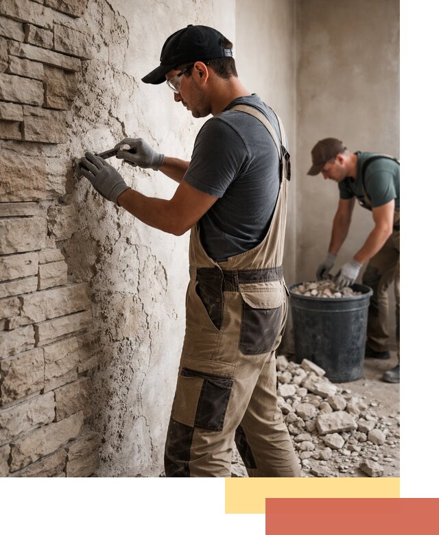 Демонтаж декоративного камня в Череповце профессионально и безопасно