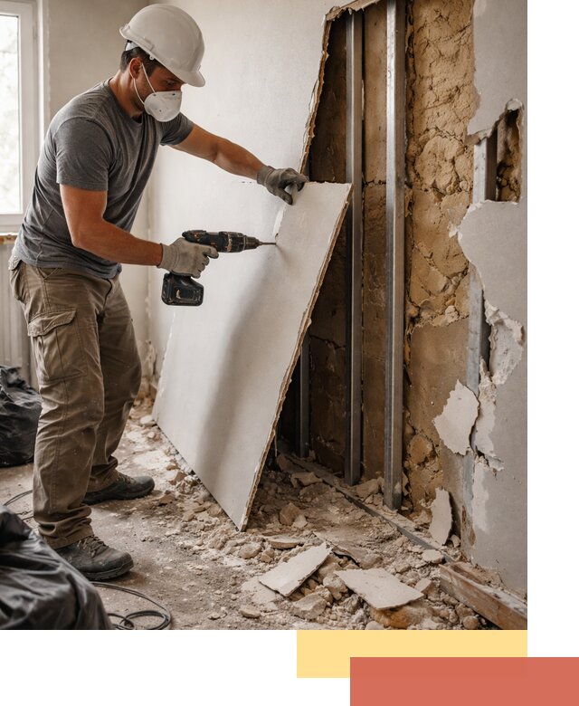 Демонтаж гипсокартона со стен в Череповце качественно и быстро