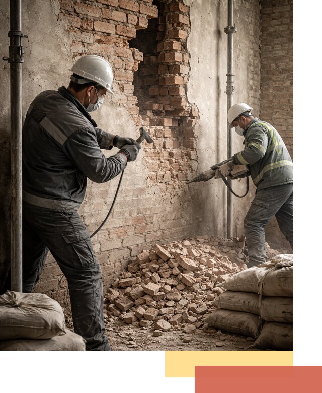 Демонтаж кирпичных стен в Череповце быстро и безопасно