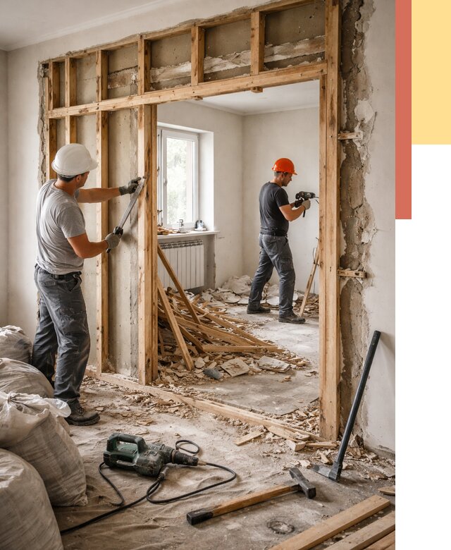 Демонтаж деревянных перегородок в Череповце от 3271 руб. — быстро и недорого | ОТДЕЛОЧНИК-Чрп