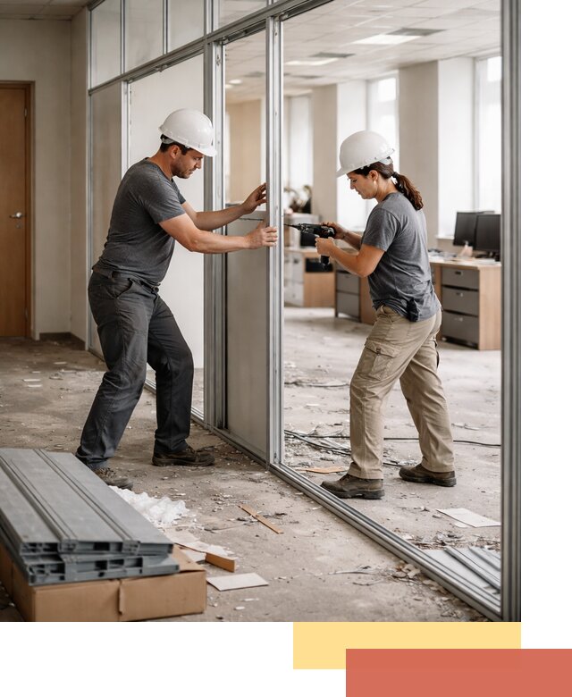 Демонтаж алюминиевых перегородок в Череповце быстро и аккуратно