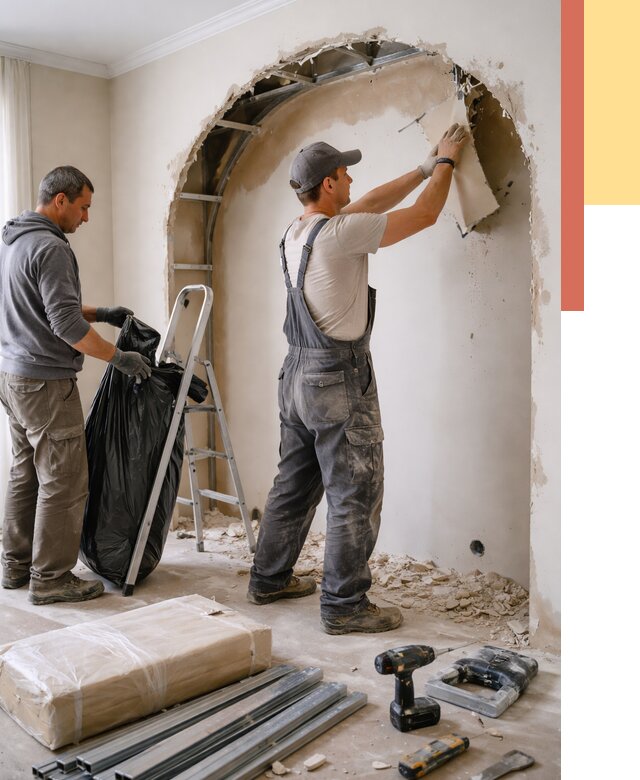 Демонтаж арки из гипсокартона в Череповце от 3577 руб. — услуги под ключ | ОТДЕЛОЧНИК-Чрп