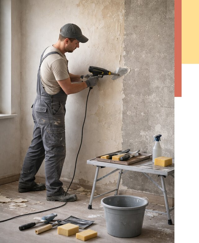 Очистка стен от клея в Череповце от 1891 руб. — снятие и удаление клея со стен | ОТДЕЛОЧНИК-Чрп