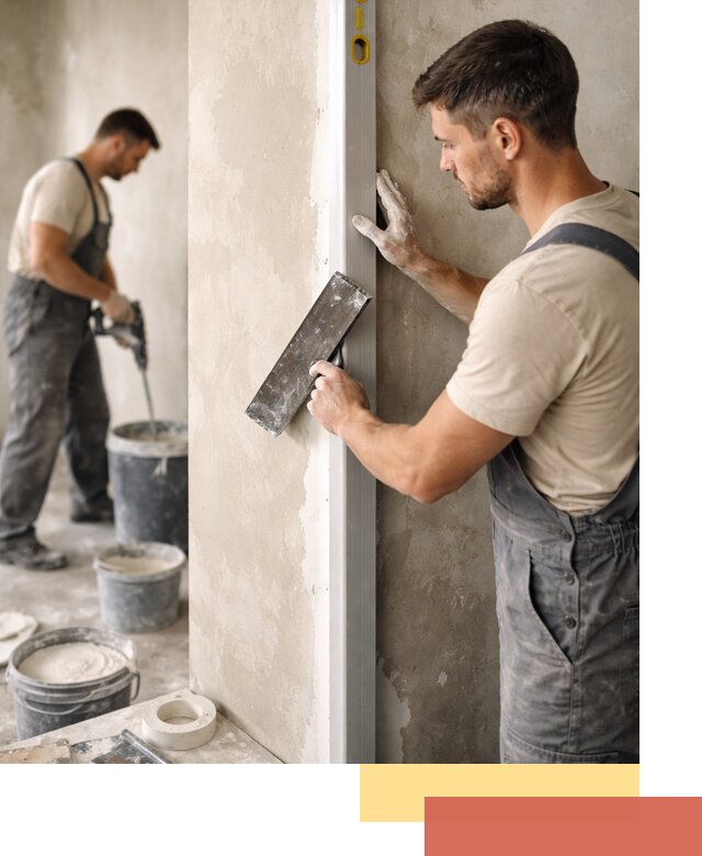 Выведение углов стен в Череповце: монтаж и оштукатуривание