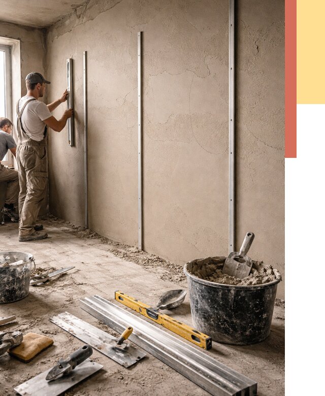 Штукатурка стен по маякам в Череповце от 5622 руб./м² — выравнивание под ключ | ОТДЕЛОЧНИК-Чрп