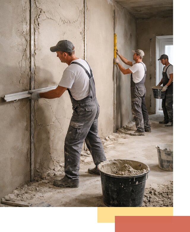 Штукатурка стен по маякам в Череповце — точная и ровная поверхность