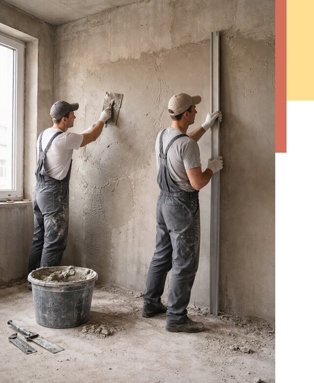 Штукатурка бетонных стен в Череповце от 4599 руб/м² — качественно и быстро | ОТДЕЛОЧНИК-Чрп