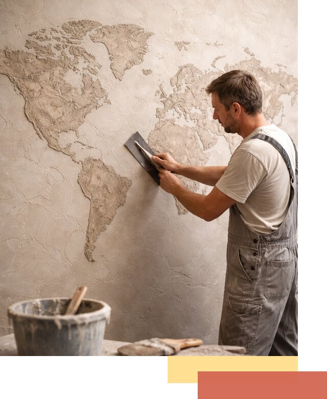 Декоративная штукатурка «Карта мира» под ключ в Череповце