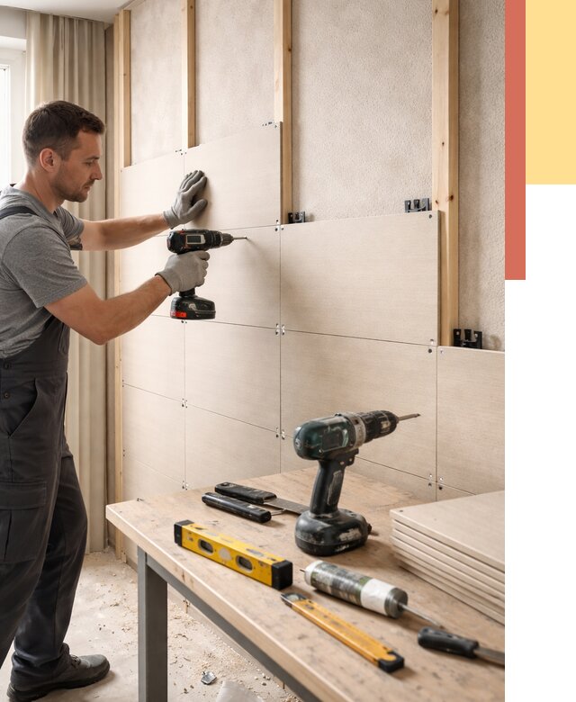 Монтаж МДФ панелей на стены в Череповце от 1278 руб. под ключ | ОТДЕЛОЧНИК-Чрп