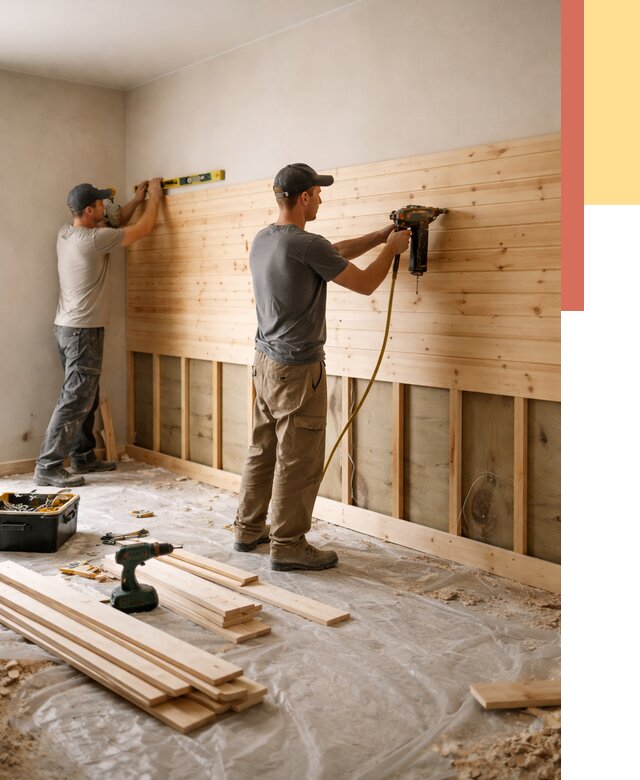 Монтаж деревянной вагонки на стены в Череповце от 7666 руб. | Услуги монтажа вагонки | ОТДЕЛОЧНИК-Чрп