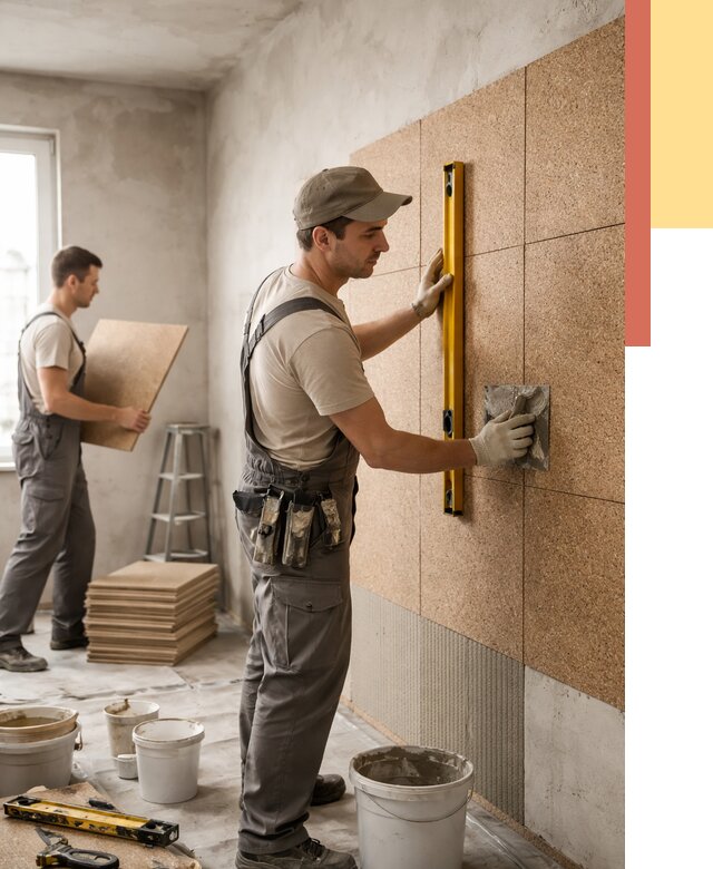 Монтаж пробковых панелей на стены в Череповце от 3577 руб. — ОТДЕЛОЧНИК-Чрп