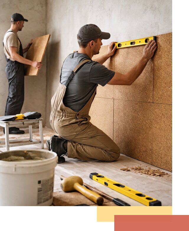 Монтаж пробковых панелей на стены в Череповце быстро и качественно