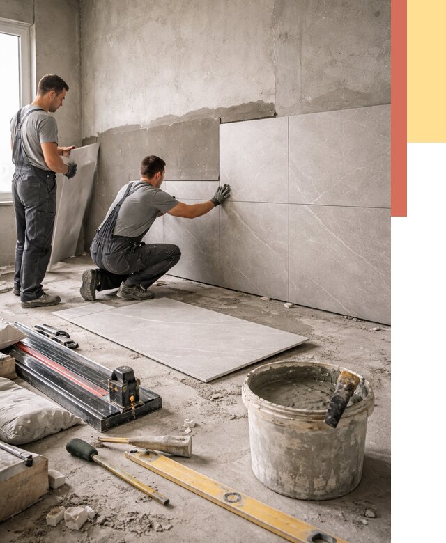 Облицовка стен керамогранитом в Череповце от 4293 руб./м² — услуги под ключ | ОТДЕЛОЧНИК-Чрп