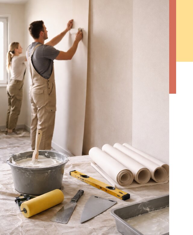 Поклейка бумажных обоев в Череповце от 5622 руб./м2 — быстро и недорого | ОТДЕЛОЧНИК-Чрп