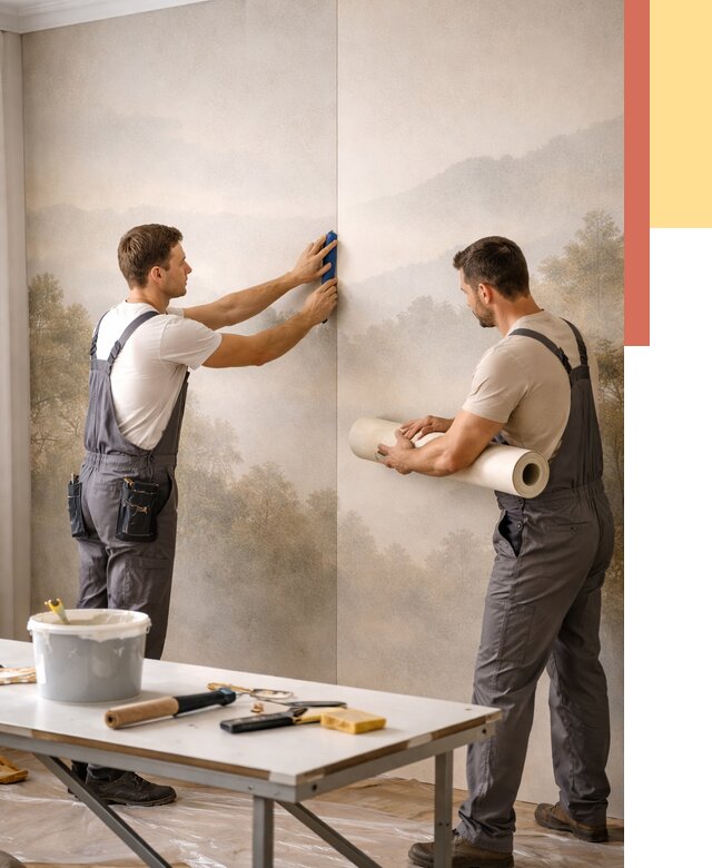 Поклейка фотообоев в Череповце от 8688 руб/м² — быстро и недорого | ОТДЕЛОЧНИК-Чрп