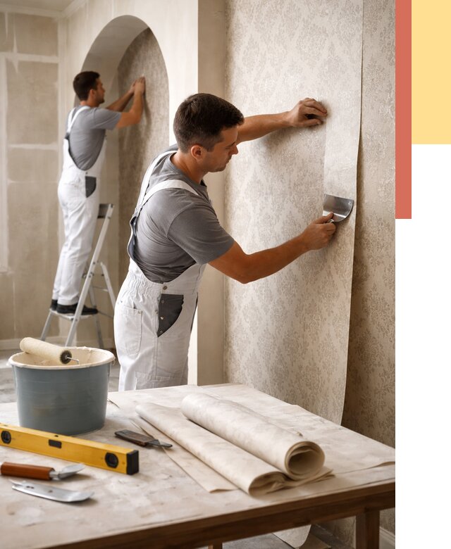 Поклейка обоев на сложные стены в Череповце от 2862 руб. под ключ | ОТДЕЛОЧНИК-Чрп