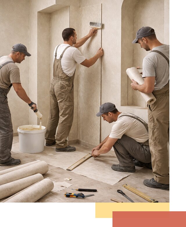 Поклейка обоев на сложные стены и неровные поверхности в Череповце