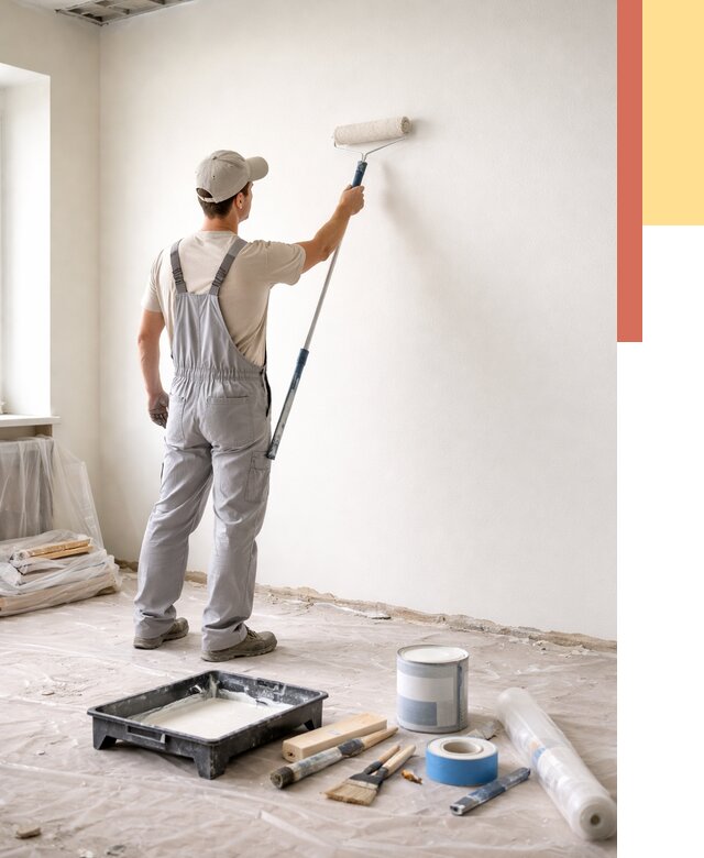 Покраска стен водоэмульсионной краской в Череповце от 460 руб. за м² | ОТДЕЛОЧНИК-Чрп