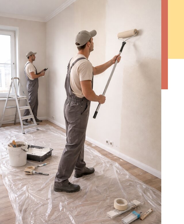 Покраска стен акриловой краской в Череповце от 3577 руб./м² — быстро и недорого | ОТДЕЛОЧНИК-Чрп