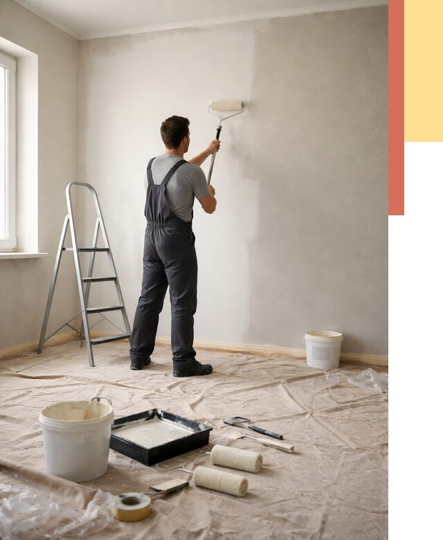 Покраска стен моющейся краской в Череповце от 358 руб./м² — быстро и недорого | ОТДЕЛОЧНИК-Чрп