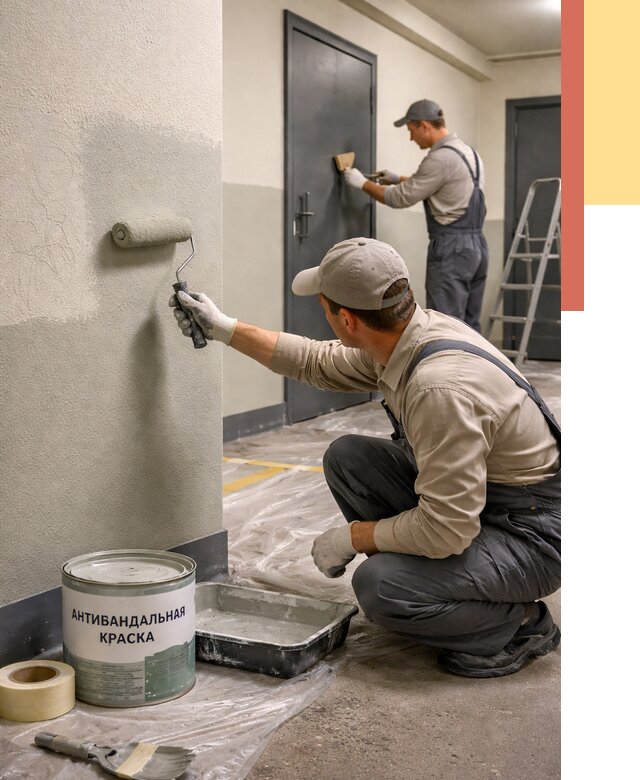Покраска стен антивандальной краской в Череповце от 4599 руб./м² под ключ | ОТДЕЛОЧНИК-Чрп