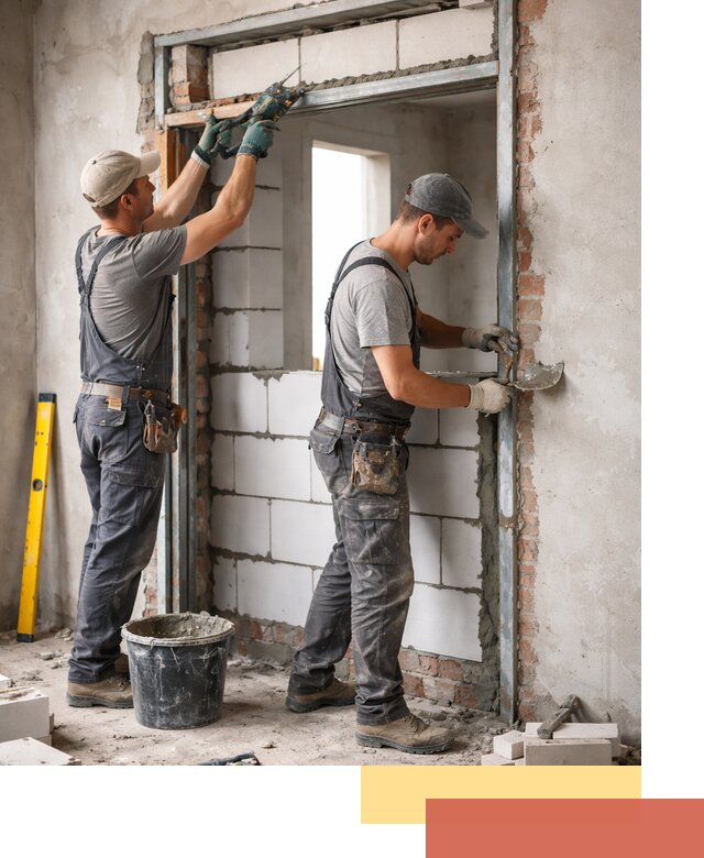 Закладка дверного проема под ключ в Череповце: демонтаж, монтаж, отделка