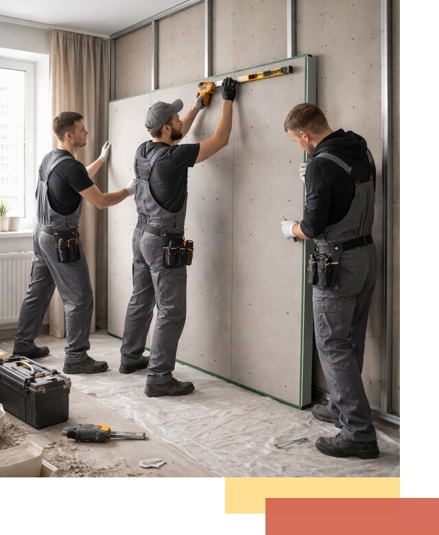 Шумоизоляция стен панелями ЗИПС в Череповце для жилых и коммерческих помещений