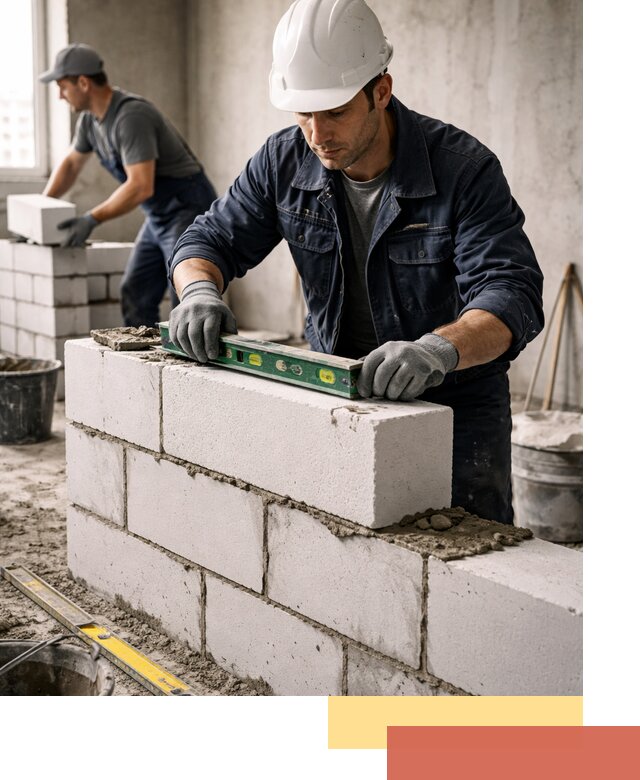 Кладка перегородок из пеноблока под ключ в Череповце