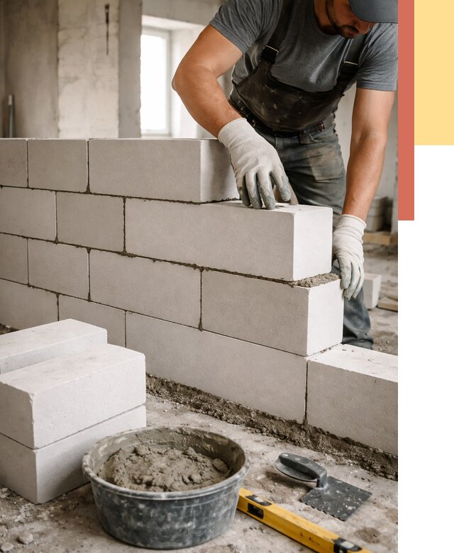 Кладка перегородок из силикатного блока в Череповце от 4088 руб. под ключ | ОТДЕЛОЧНИК-Чрп