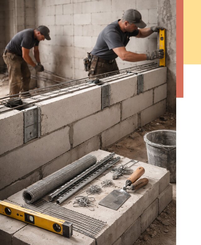 Армирование кладки перегородок в Череповце от 767 руб. под ключ | ОТДЕЛОЧНИК-Чрп