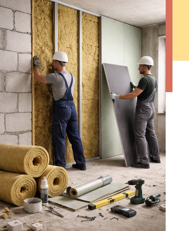 Шумоизоляция перегородок из блоков в Череповце от 1891 руб./м² — быстро и недорого | ОТДЕЛОЧНИК-Чрп