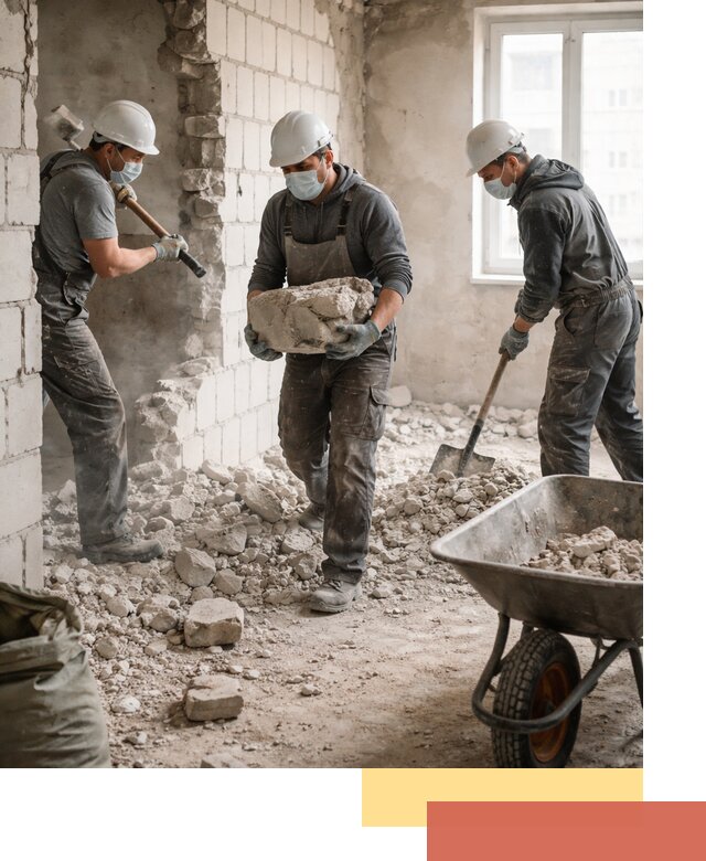 Демонтаж блочных перегородок в Череповце быстро и аккуратно