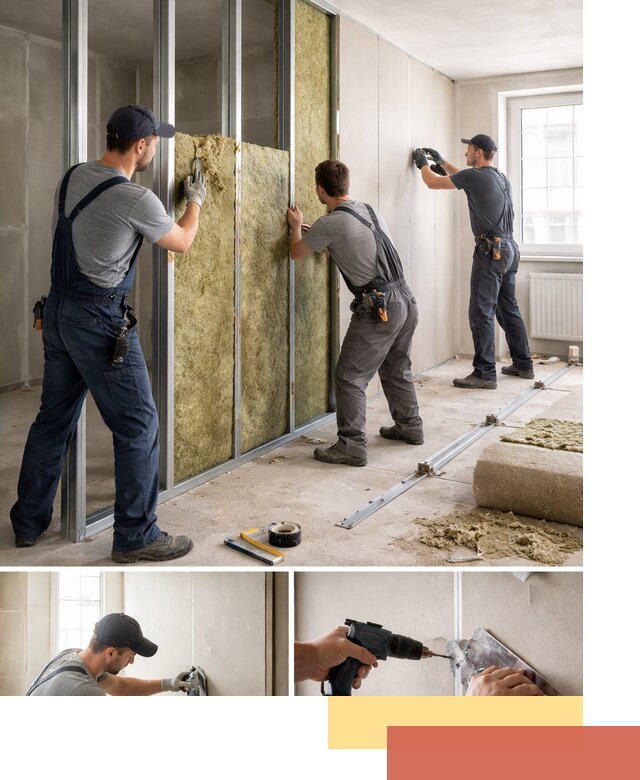 Перегородка из гипсокартона с шумоизоляцией в Череповце — монтаж под ключ