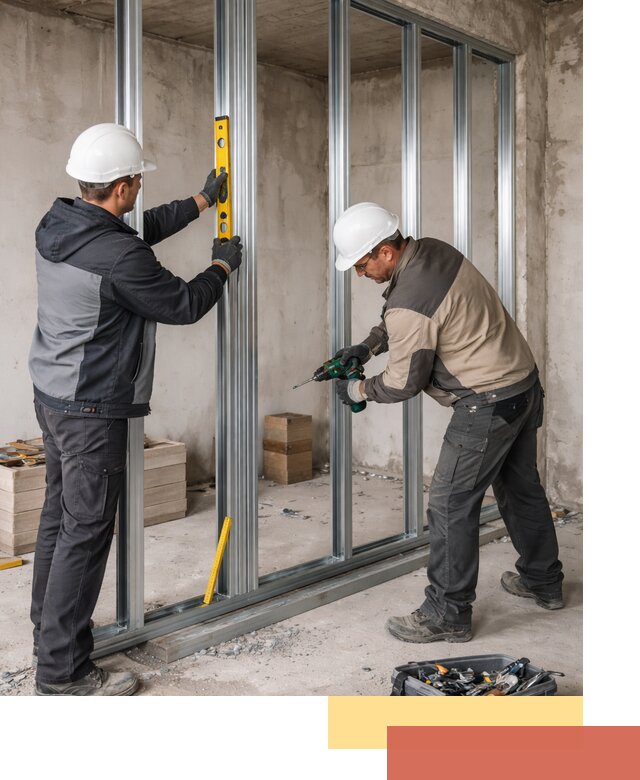 Монтаж каркаса перегородки из профиля в Череповце