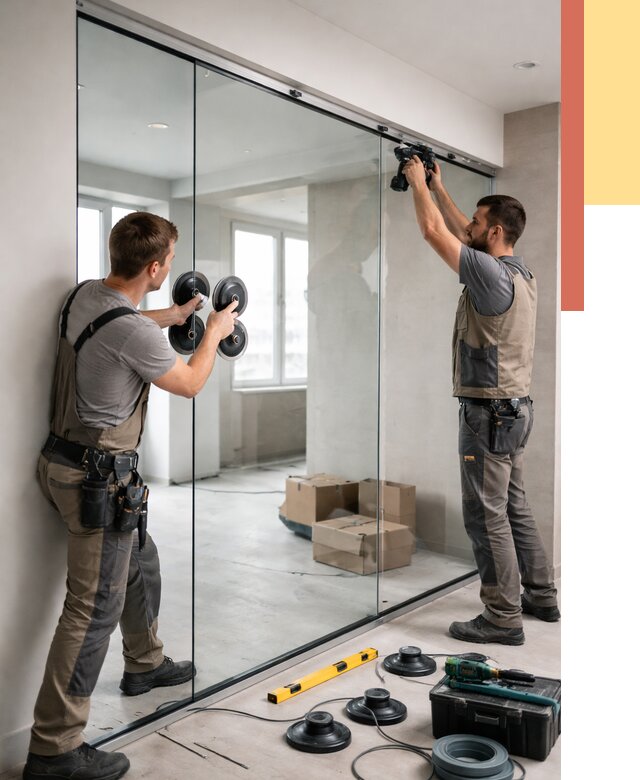 Монтаж стеклянных перегородок в Череповце от 6644 руб. | ОТДЕЛОЧНИК-Чрп