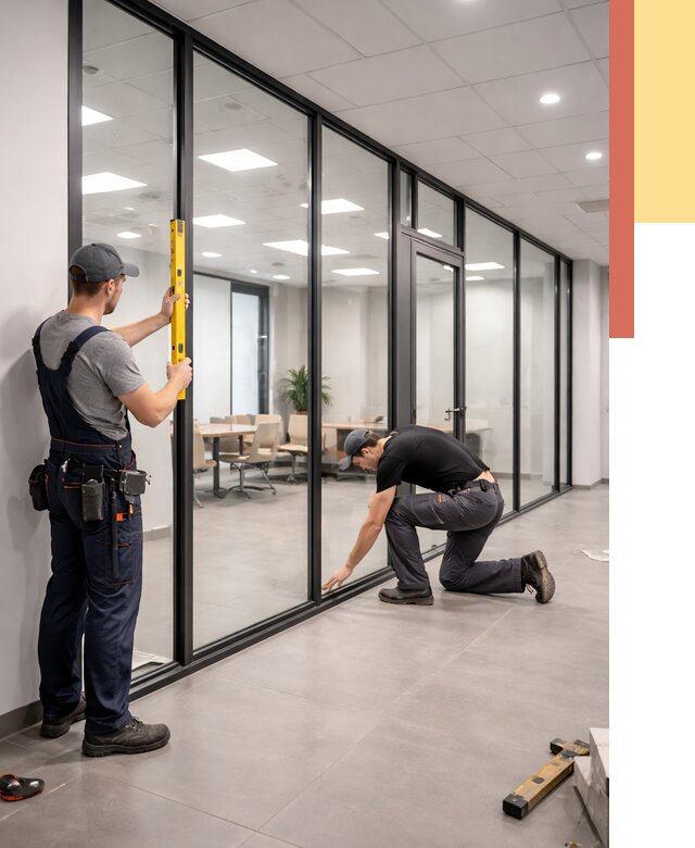 Каркасные стеклянные перегородки в Череповце под ключ от 9403 руб. | ОТДЕЛОЧНИК-Чрп