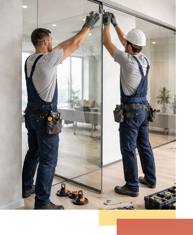 Безрамные стеклянные перегородки под ключ в Череповце