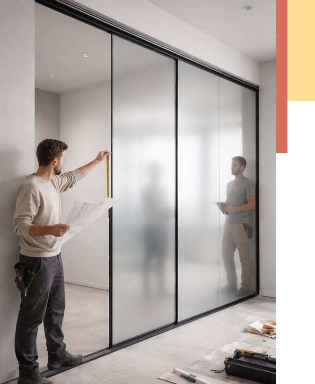 Матовые стеклянные перегородки в Череповце от 8688 руб. — монтаж и установка | ОТДЕЛОЧНИК-Чрп