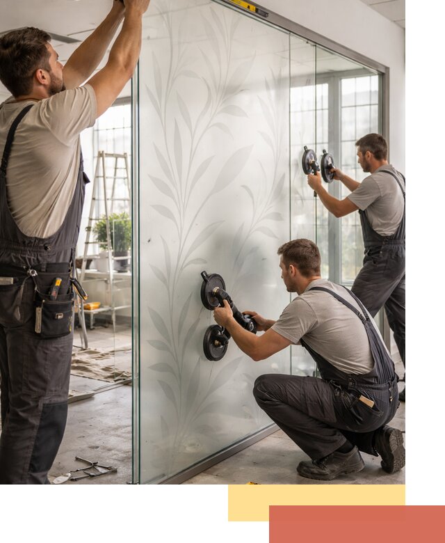 Стеклянные перегородки с рисунком на заказ в Череповце