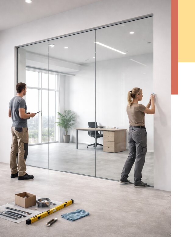 Перегородки из закаленного стекла в Череповце от 9710 руб. под ключ | ОТДЕЛОЧНИК-Чрп