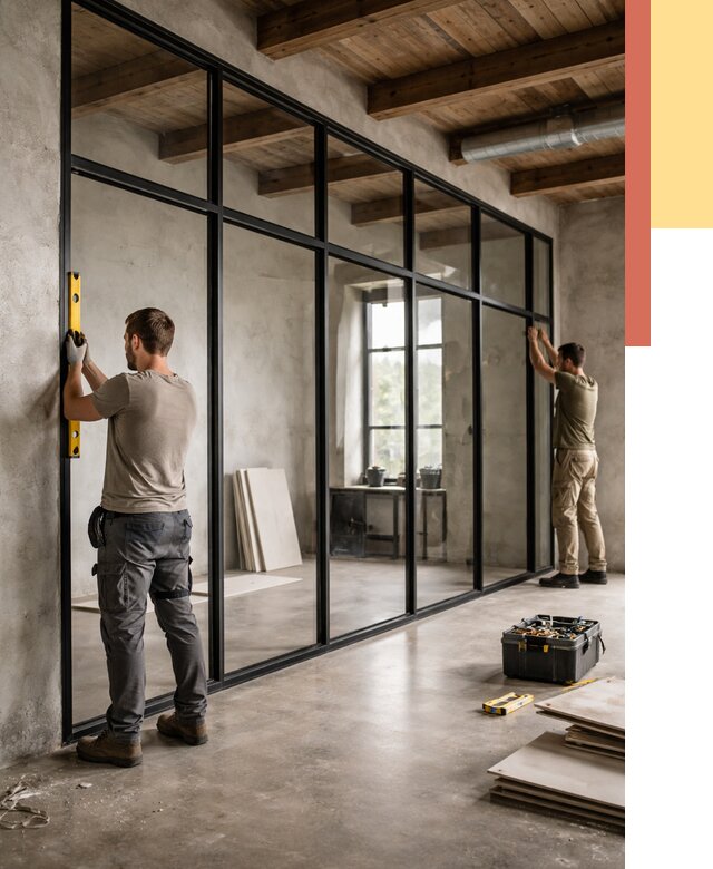 Стеклянные перегородки лофт в Череповце от 10732 руб. под ключ | ОТДЕЛОЧНИК-Чрп