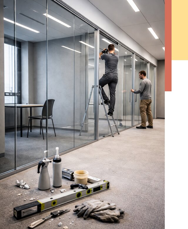 Стеклянные офисные перегородки в Череповце от 8688 руб. — монтаж и установка | ОТДЕЛОЧНИК-Чрп