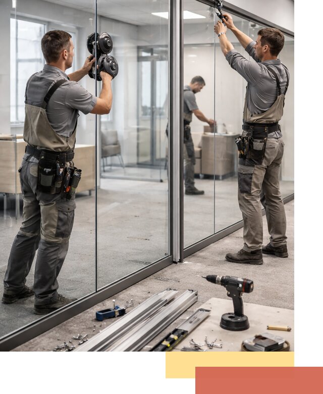 Стеклянные офисные перегородки под ключ в Череповце