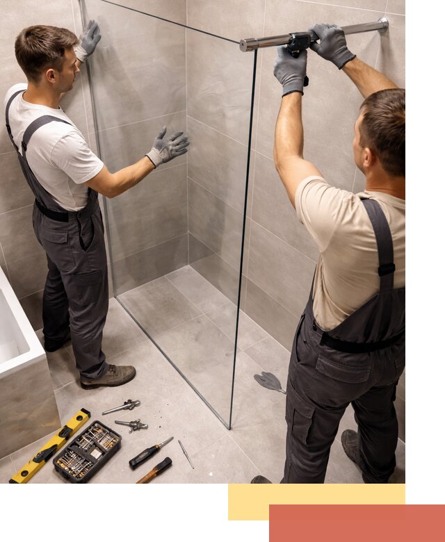 Стеклянные перегородки для душа в Череповце — изготовление и монтаж