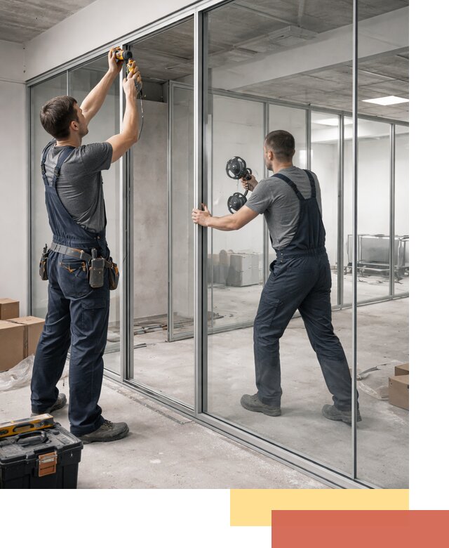 Алюминиевые перегородки со стеклом в Череповце — изготовление и монтаж