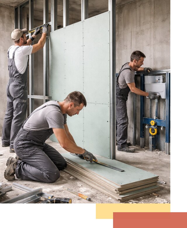 Монтаж и ремонт сантехнических перегородок в Череповце