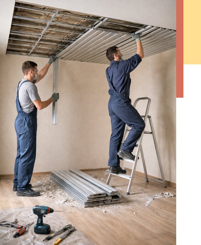 Демонтаж реечного потолка в Череповце от 4599 руб. быстро и недорого | ОТДЕЛОЧНИК-Чрп