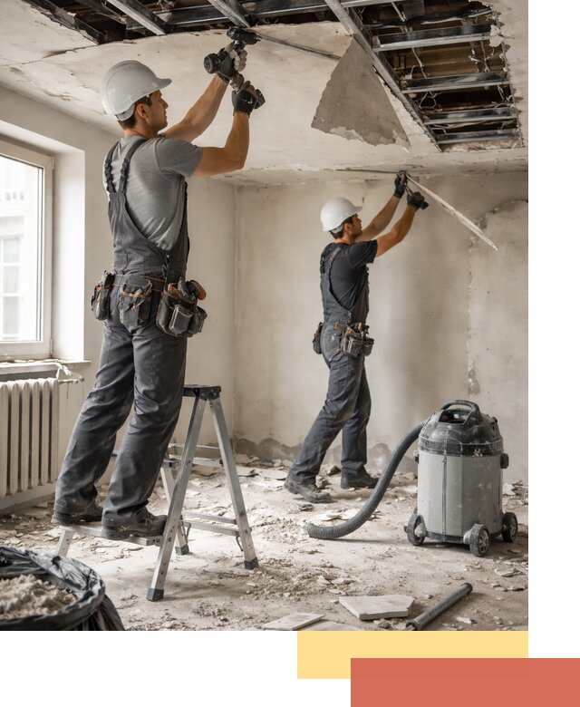 Демонтаж гипсокартонного потолка в Череповце быстро и аккуратно